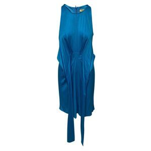 Issa London Blue Silk Drape Belt Dress